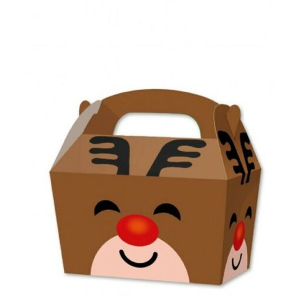 10 x Treat Boxes Cupcake Gift Bags Kids ML Reindeer