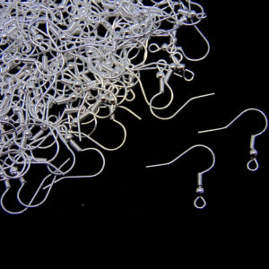 100 (50 Pairs) 18mm Silver Plated Earwires Fish Hook Jewellery Findings A119
