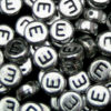 100 Pcs SILVER Acrylic Single Letter Coin Beads A - Z Disc Alphabet Bead 7mm ML E