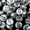 100 Pcs SILVER Acrylic Single Letter Coin Beads A - Z Disc Alphabet Bead 7mm ML G