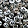 100 Pcs SILVER Acrylic Single Letter Coin Beads A - Z Disc Alphabet Bead 7mm ML H