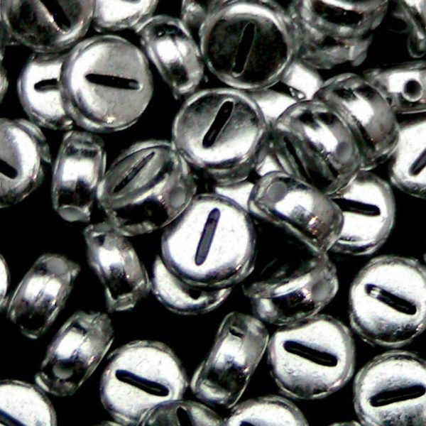 100 Pcs SILVER Acrylic Single Letter Coin Beads A - Z Disc Alphabet Bead 7mm ML I