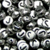 100 Pcs SILVER Acrylic Single Letter Coin Beads A - Z Disc Alphabet Bead 7mm ML J