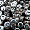 100 Pcs SILVER Acrylic Single Letter Coin Beads A - Z Disc Alphabet Bead 7mm ML L