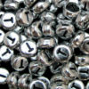 100 Pcs SILVER Acrylic Single Letter Coin Beads A - Z Disc Alphabet Bead 7mm ML T