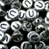 100 Pcs SILVER Acrylic Single Letter Coin Beads A - Z Disc Alphabet Bead 7mm ML U