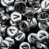 100 Pcs SILVER Acrylic Single Letter Coin Beads A - Z Disc Alphabet Bead 7mm ML V
