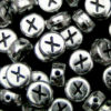 100 Pcs SILVER Acrylic Single Letter Coin Beads A - Z Disc Alphabet Bead 7mm ML X