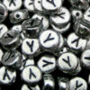 100 Pcs SILVER Acrylic Single Letter Coin Beads A - Z Disc Alphabet Bead 7mm ML Y