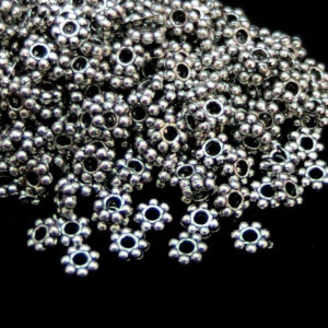 100 Pcs Tibetan Silver 4mm Daisy Spacer Beads Bead Jewellery Findings G143