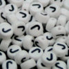 100 Pcs WHITE Acrylic Single Letter Coin Beads A - Z Disc Alphabet Bead 7mm ML J