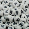 100 Pcs WHITE Acrylic Single Letter Coin Beads A - Z Disc Alphabet Bead 7mm ML M
