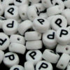 100 Pcs WHITE Acrylic Single Letter Coin Beads A - Z Disc Alphabet Bead 7mm ML P