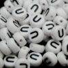 100 Pcs WHITE Acrylic Single Letter Coin Beads A - Z Disc Alphabet Bead 7mm ML U