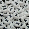 100 Pcs WHITE Acrylic Single Letter Coin Beads A - Z Disc Alphabet Bead 7mm ML X