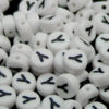 100 Pcs WHITE Acrylic Single Letter Coin Beads A - Z Disc Alphabet Bead 7mm ML Y