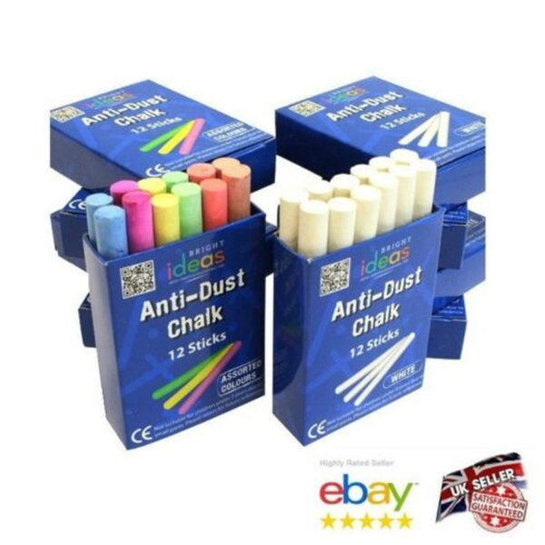 Chalk Sticks Boxed Kids Playground School Art Blackboard Pub White or Colour