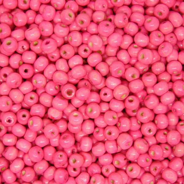 200 Pcs 8mm ROUND WOODEN BEADS WOOD CRAFT BEAD BABY PINK