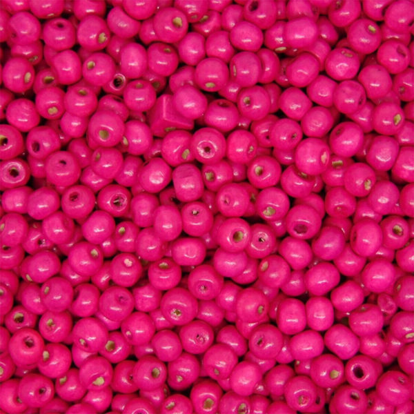 200 Pcs 8mm ROUND WOODEN BEADS WOOD CRAFT BEAD HOT PINK