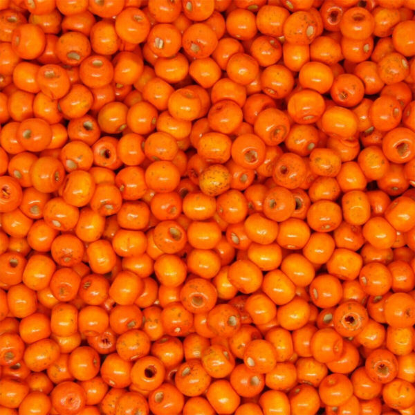 200 Pcs 8mm ROUND WOODEN BEADS WOOD CRAFT BEAD ORANGE