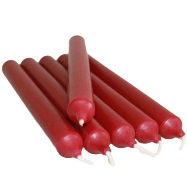 6 x Dinner Bistro Candles NON-DRIP Tapered Candles ML Bordeaux Red