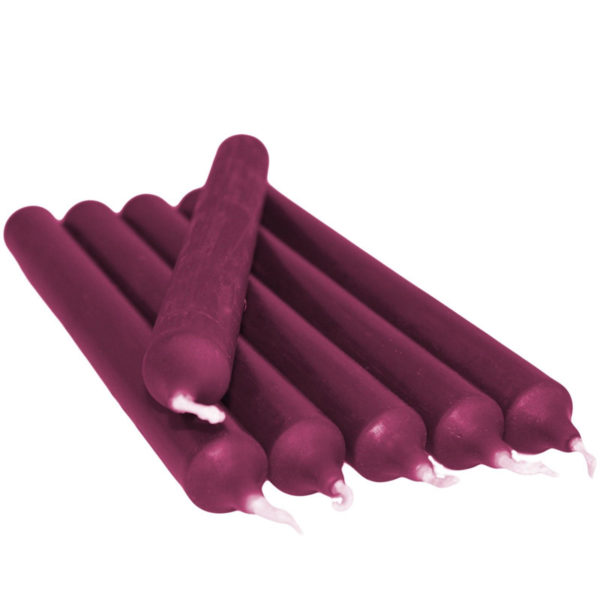 6 x Dinner Bistro Candles NON-DRIP Tapered Candles ML Plum