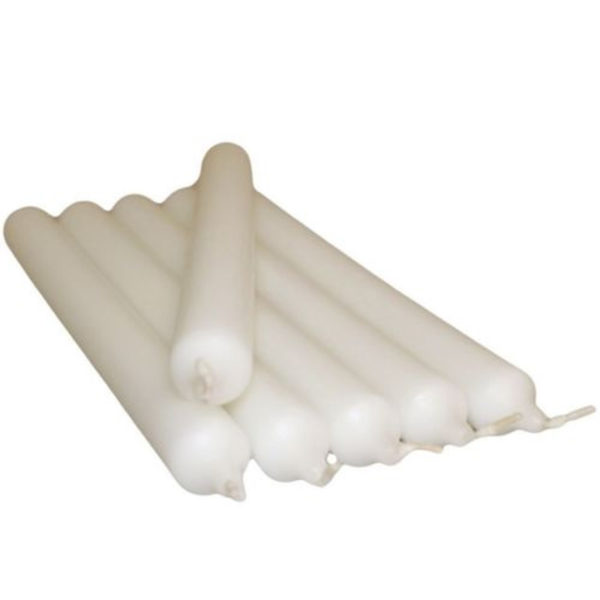6 x Dinner Bistro Candles NON-DRIP Tapered Candles ML White