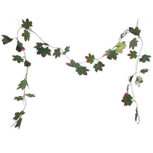 8ft MAPLE LEAF GARLAND GREEN/RED