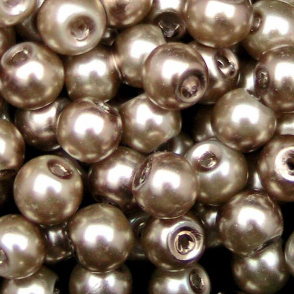 Round Glass PEARL Beads Various Sizes and Colours ML Caramel