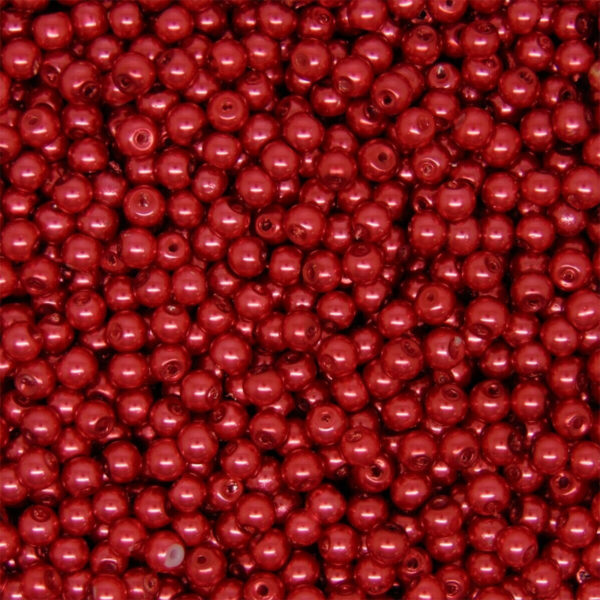Round Glass PEARL Beads Various Sizes and Colours ML Crimson