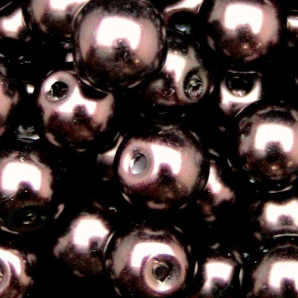 Round Glass PEARL Beads Various Sizes and Colours ML Dark Chocolate