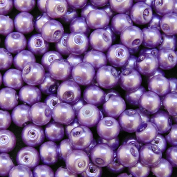 Round Glass PEARL Beads Various Sizes and Colours ML Deep Lilac
