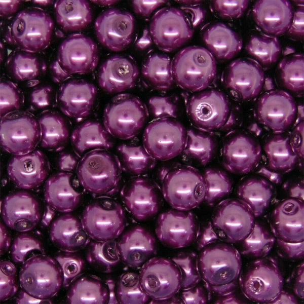 Round Glass PEARL Beads Various Sizes and Colours ML Deep Purple