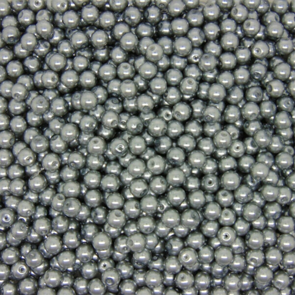 Round Glass PEARL Beads Various Sizes and Colours ML Gunmetal Silver