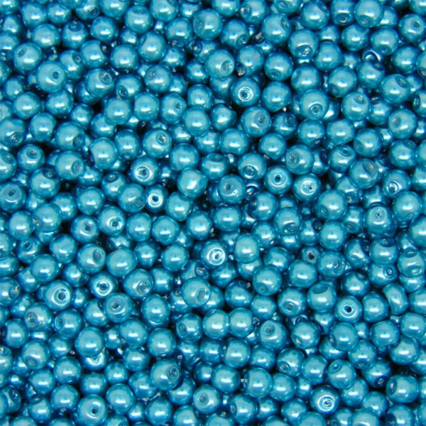 Round Glass PEARL Beads Various Sizes and Colours ML Ocean Blue
