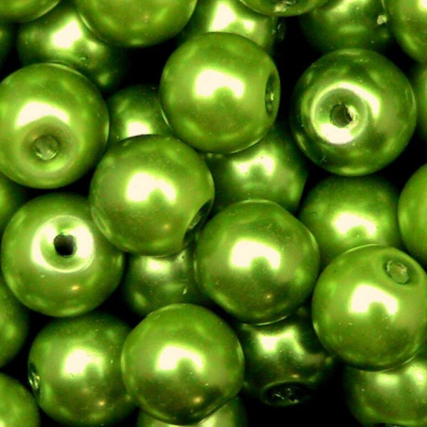 Round Glass PEARL Beads Various Sizes and Colours ML Olive Green