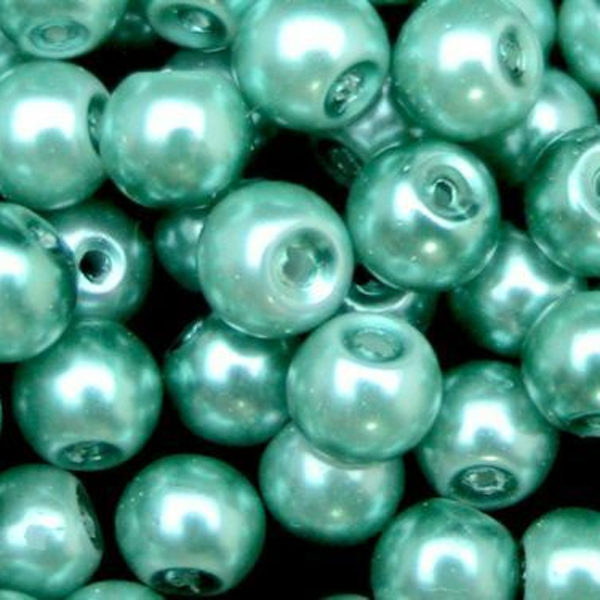 Round Glass PEARL Beads Various Sizes and Colours ML Peacock Blue