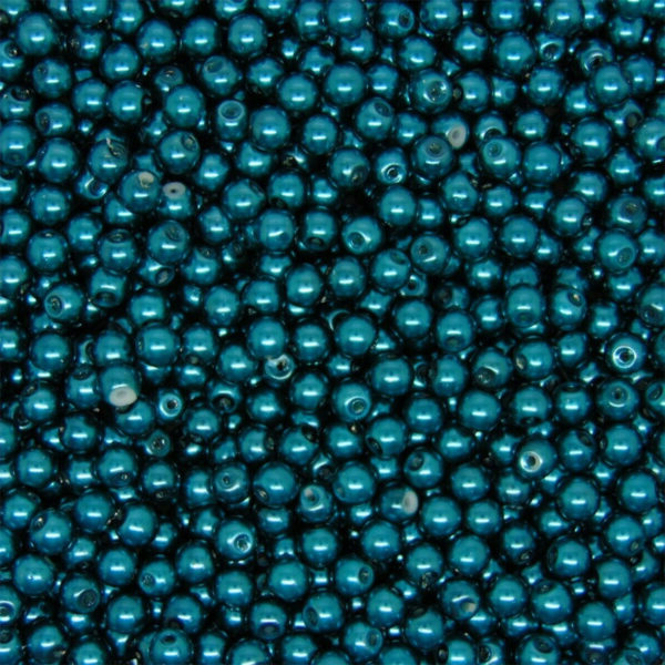 Round Glass PEARL Beads Various Sizes and Colours ML Petrol Blue