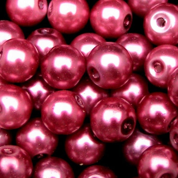 Round Glass PEARL Beads Various Sizes and Colours ML Plum Pink