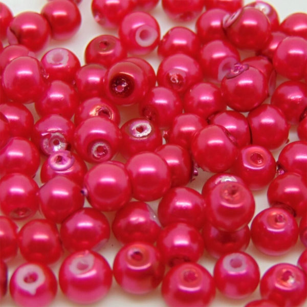 Round Glass PEARL Beads Various Sizes and Colours ML Raspberry