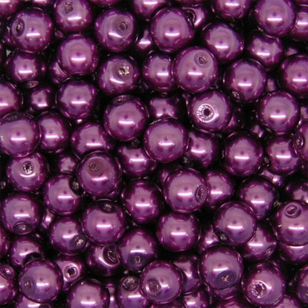Round Glass PEARL Beads Various Sizes and Colours ML Rich Purple