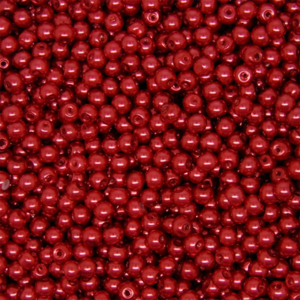 Round Glass PEARL Beads Various Sizes and Colours ML Rich Red