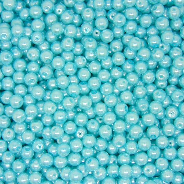 Round Glass PEARL Beads Various Sizes and Colours ML Sky Blue