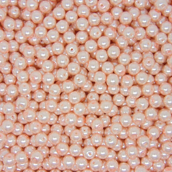 Round Glass PEARL Beads Various Sizes and Colours ML Vintage Pink