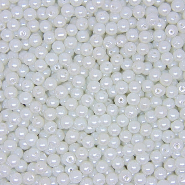 Round Glass PEARL Beads Various Sizes and Colours ML White