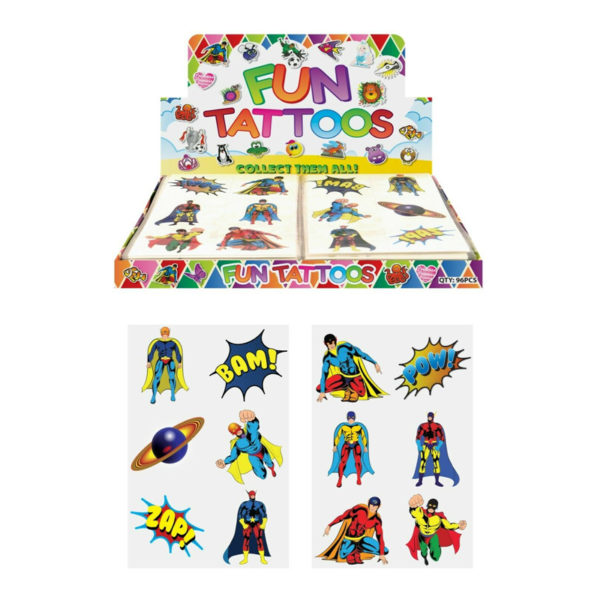 Children's Birthday Party Bag Filler Toys Superhero Tattoos