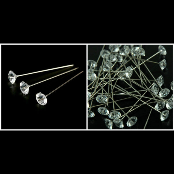 Diamante/Diamonte Pins Buttonholes Weddings Bouquets Assorted Colours ML Clear