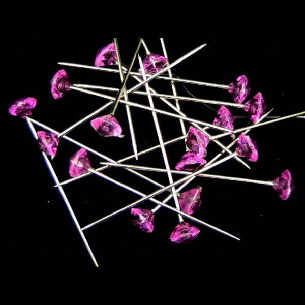 100 pink diamante diamonte pins 1.5 inch buttonholes 