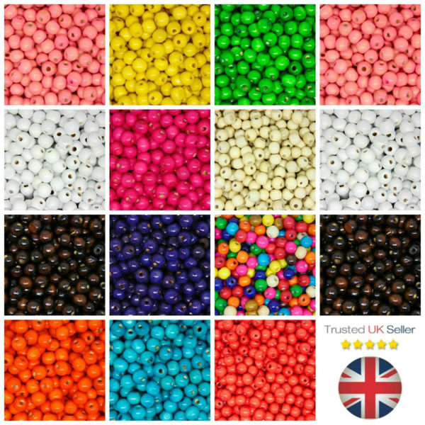 100 Pcs - 12mm ROUND WOODEN BEADS WOOD CRAFT BEAD KIDS