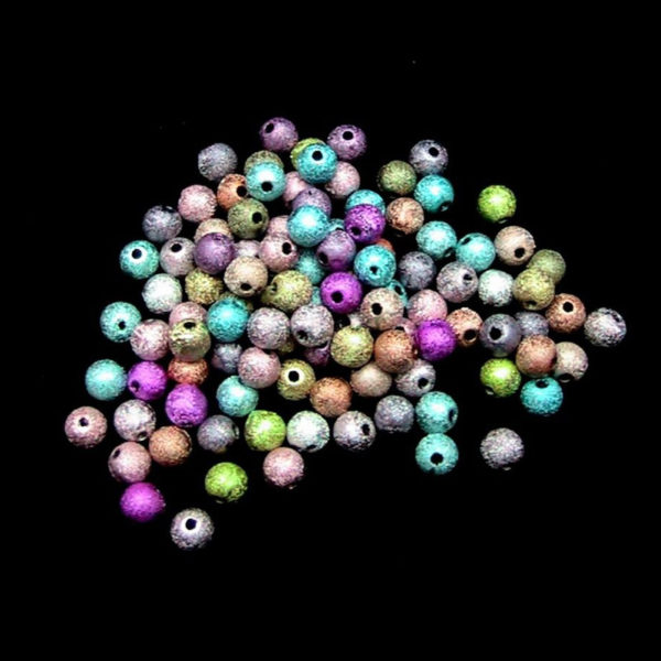 100 Pcs - 6mm Multi Coloured Acrylic Stardust Spacer Beads Bead Jewellery T95